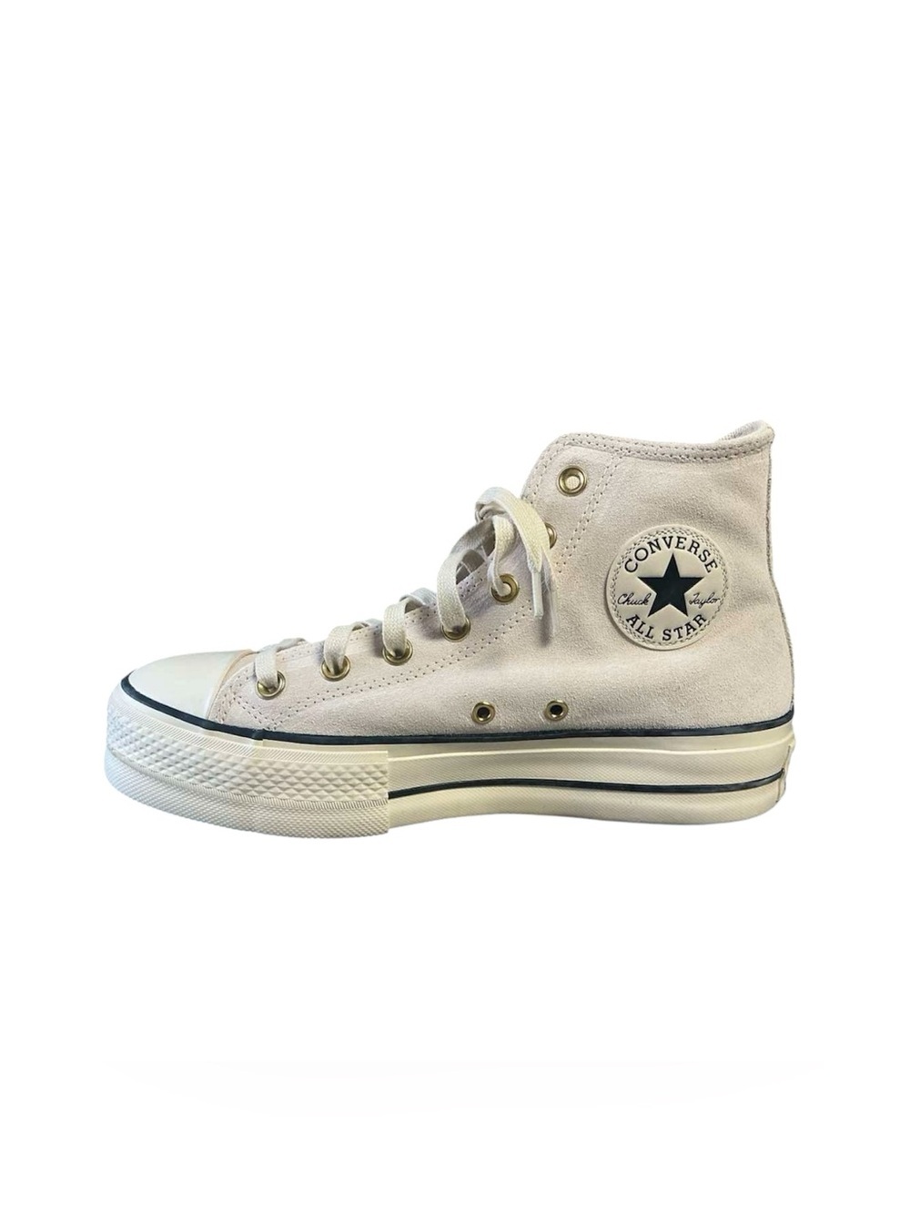 Converse Chuck Taylor All Star Lift Platform Hi Top Suede Cream White Sneakers